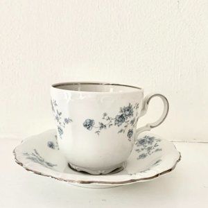 Haviland Blue Garland Cup & Saucer set of 6